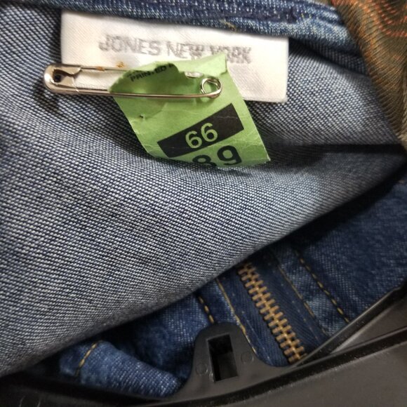 Vtintage Jones New York Denim Maxi Dress Hooded Contrast Plaid Modest Prairie - Picture 8 of 9